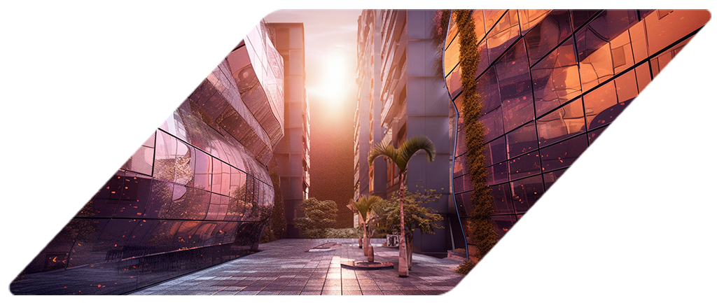 Allée piétonne d'une ville futuriste