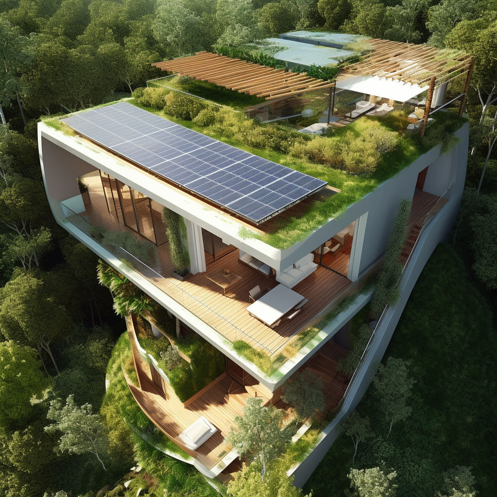Villa luxueuse à plusieurs étages équipée de panneaux solaires