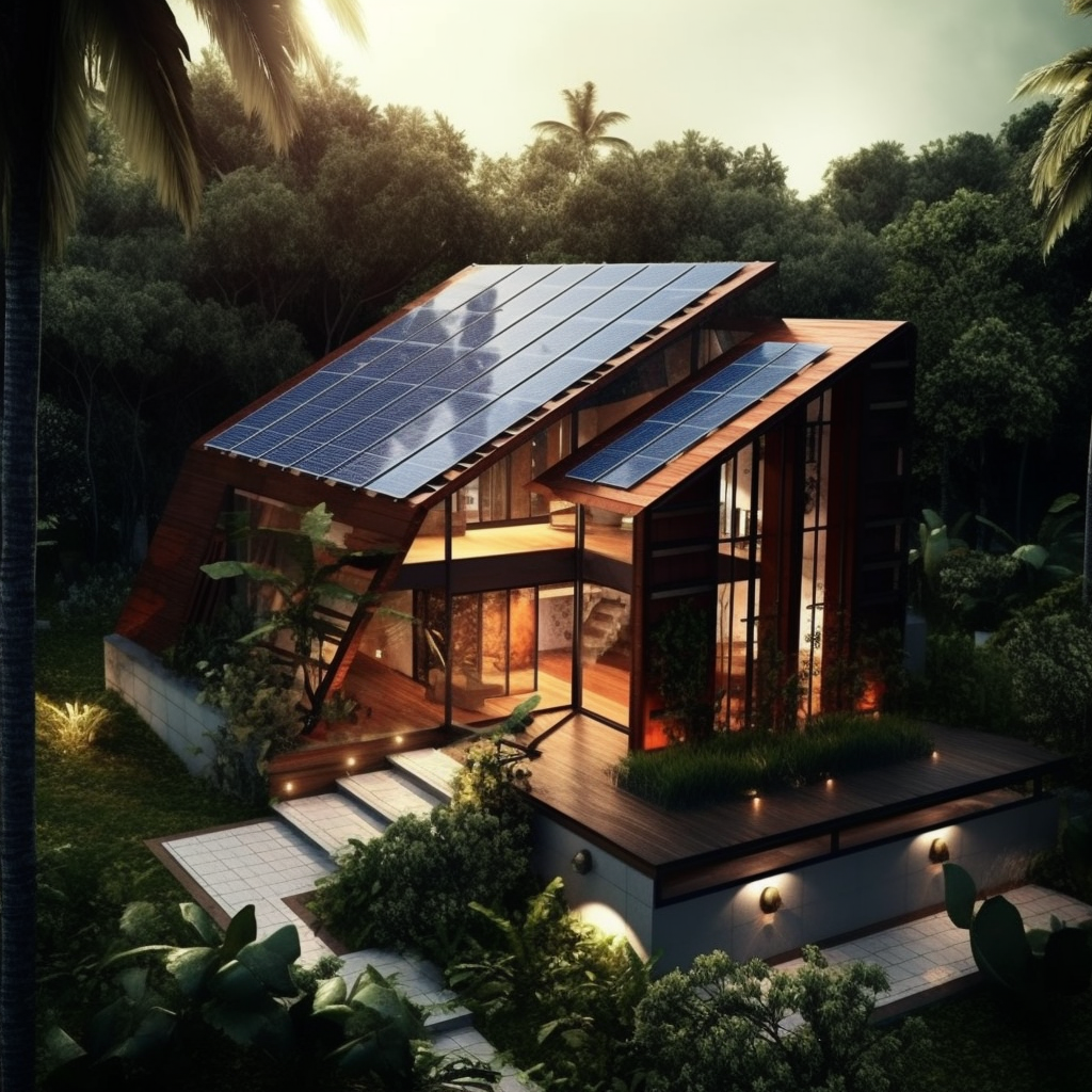 Petite maison cosy et morderne en pleine forêt équatorial entourée de verdure